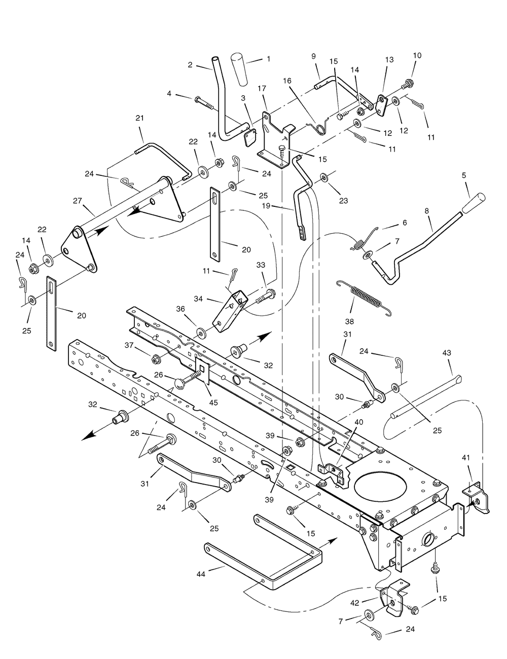 Mower Housing Suspension Diagram and Parts List for 405606X190A-552546 2006 Briggs and Stratton Lawn Tractor